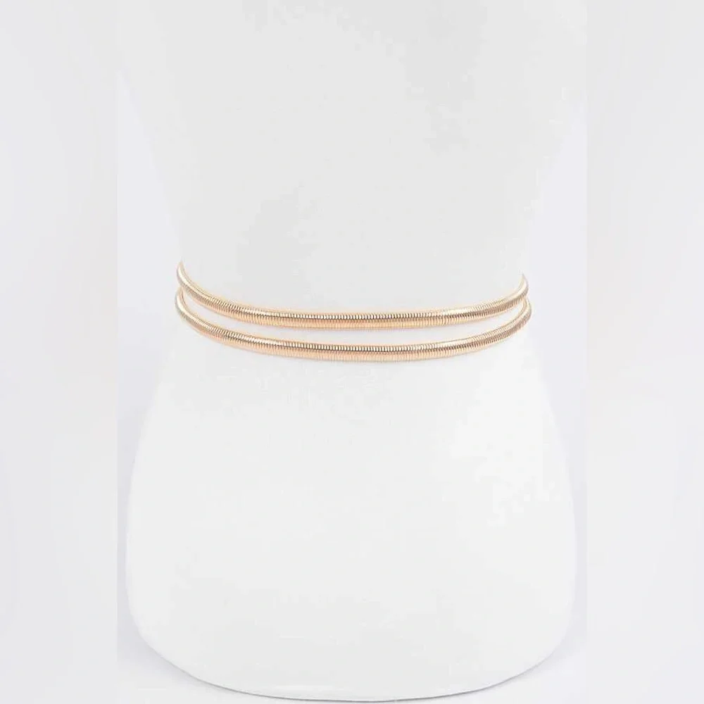 Gold Rhinestone Accented Stretch Statement Belt